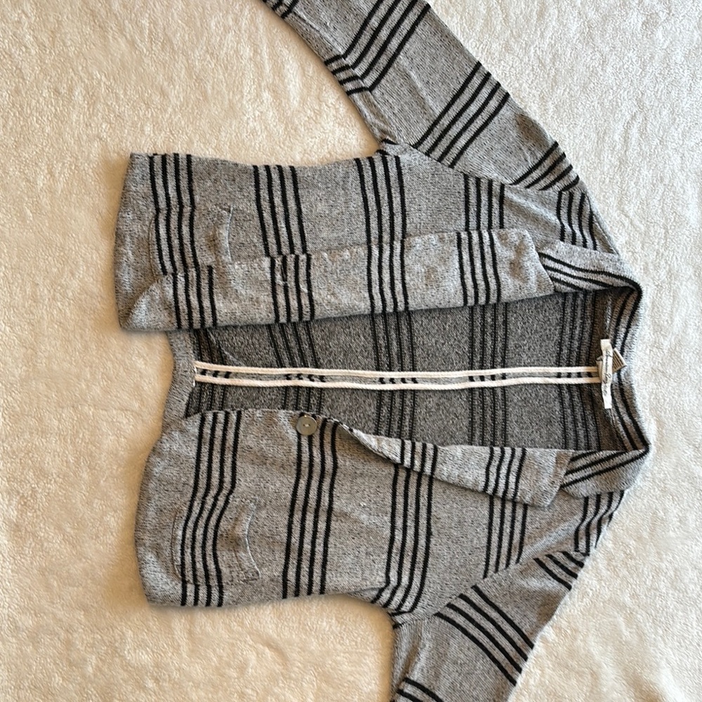 American Rag Gray Blazer Sweater with Strip Pattern